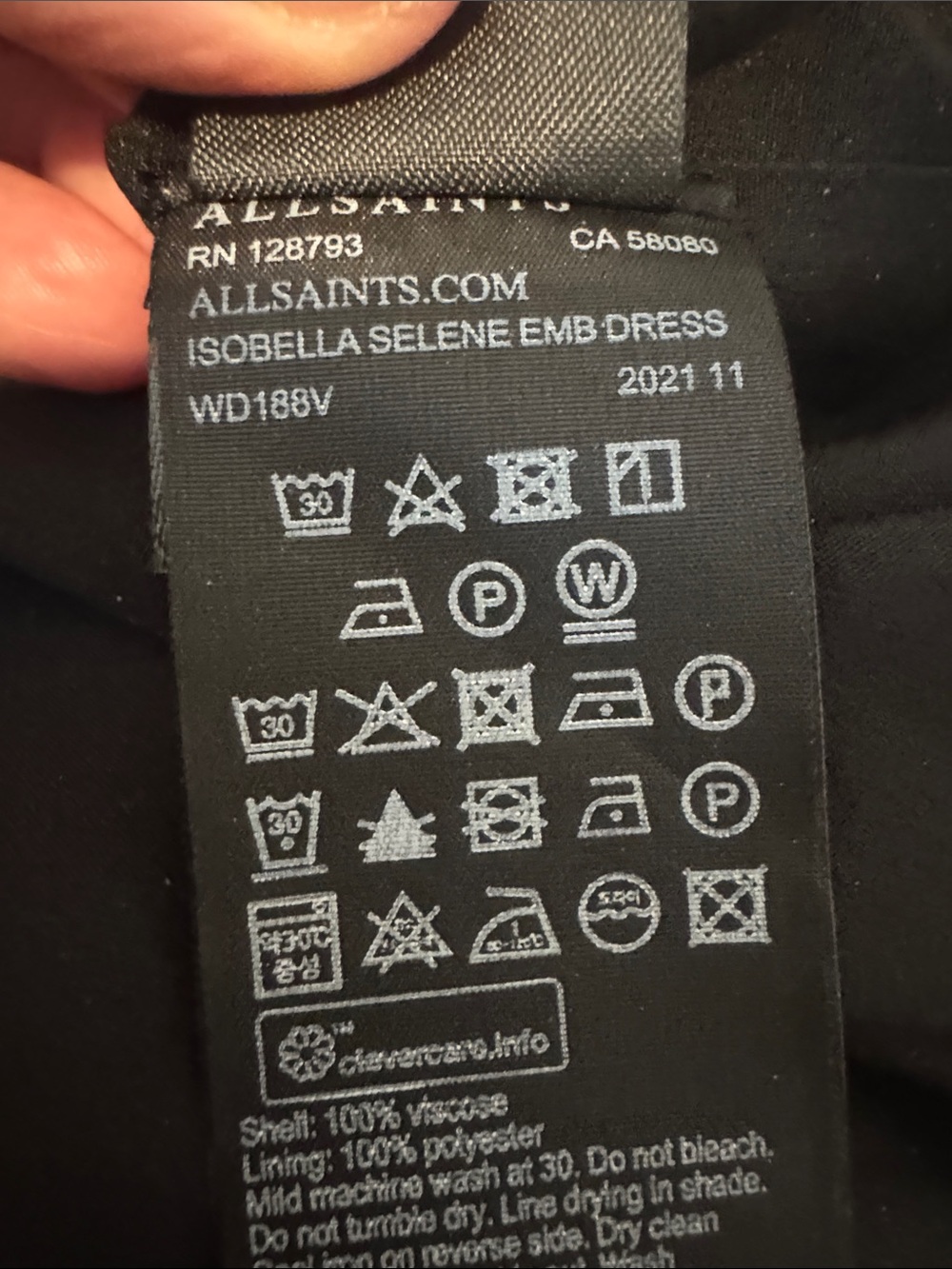 AllSaints Black Long-Sleeve Celestial Print Dress - Picture 8 of 12